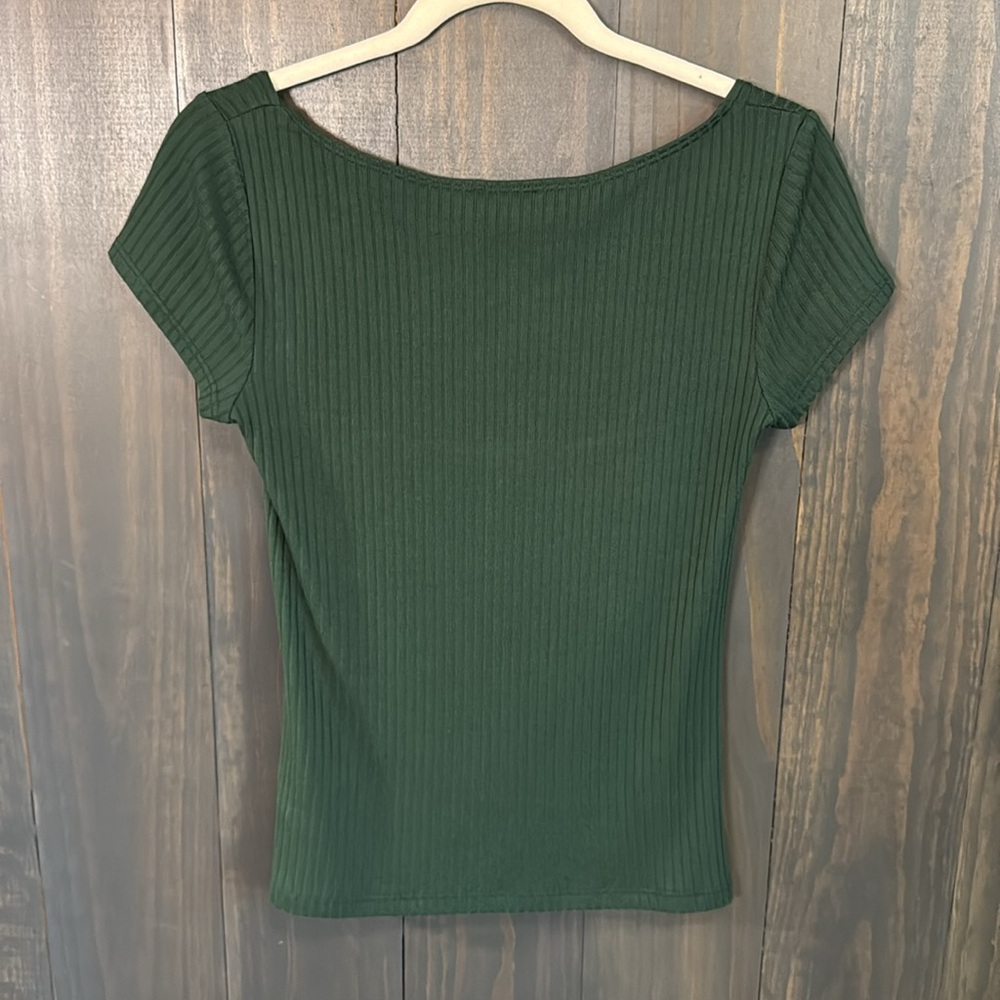 Reformation Square Neck Ribbed Top Green Size M - Picture 7 of 9